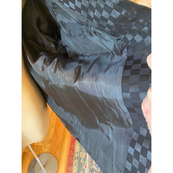 Chico's‎ Black Floral Jacquard Pleated Neck 3/4 Sleeve Jacket Blazer Size 3 - Picture 8 of 14